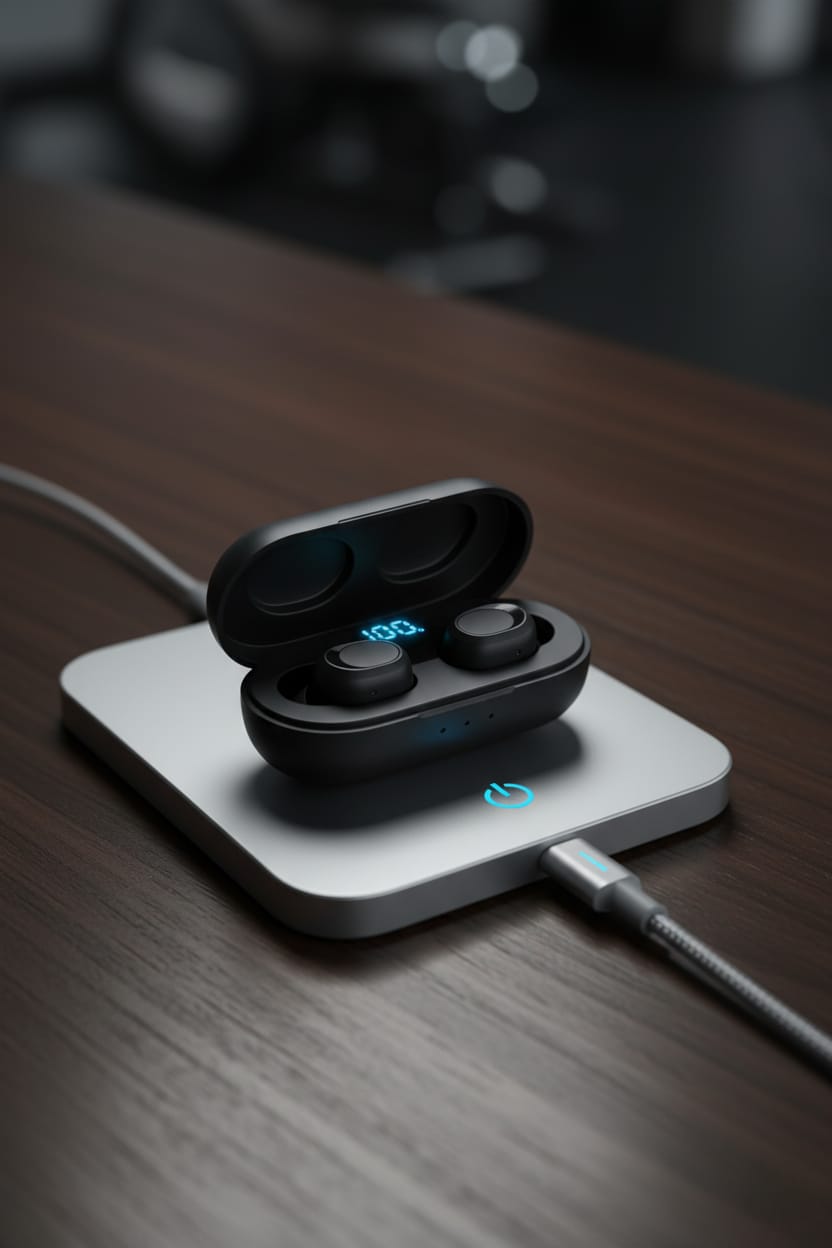 Wireless earbuds with with digital dispaly