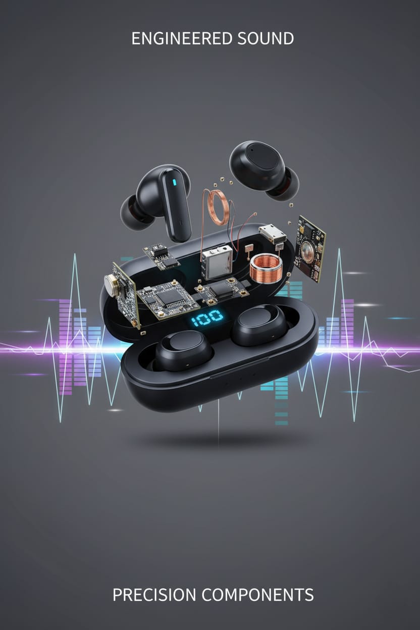 Wireless earbuds with with digital dispaly